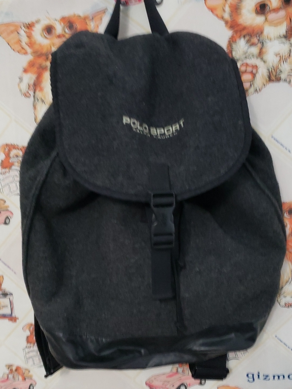 Vintage Ralph Lauren Polo Sport Backpack Bucket Bag Back Pack Grey Wool